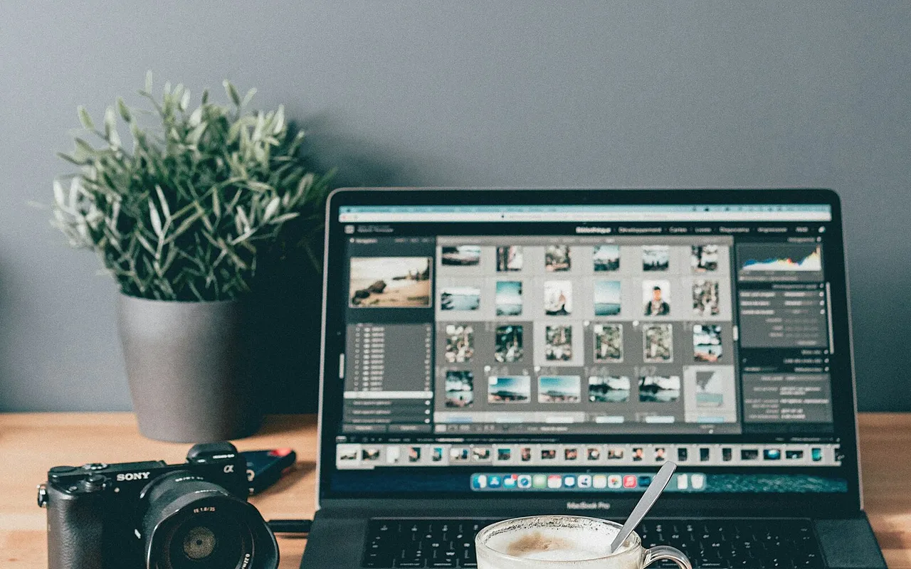 Photo editing desk after distracting overhead wires are removed