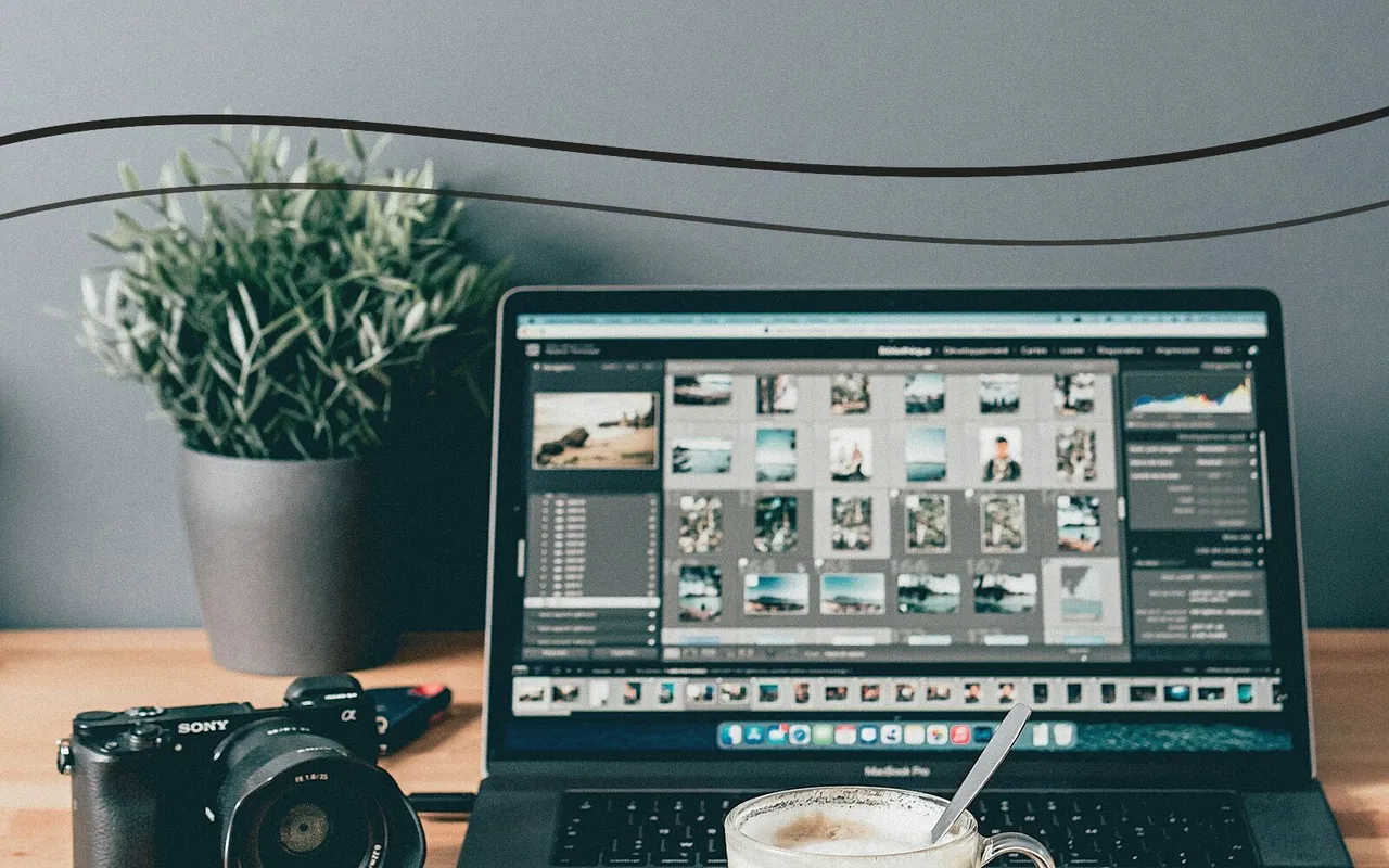 The same photo editing desk with distracting overhead wires